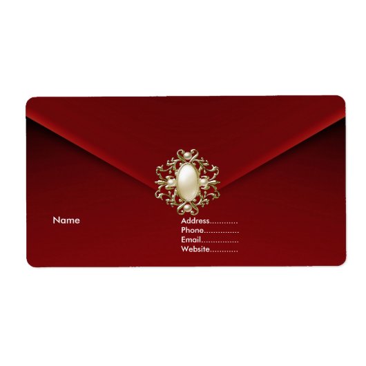 Étiquette Bijou de perle de velours rouge profond (Devant)