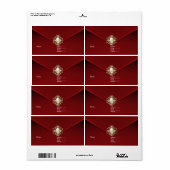 Étiquette Bijou de perle de velours rouge profond (Feuille entière)