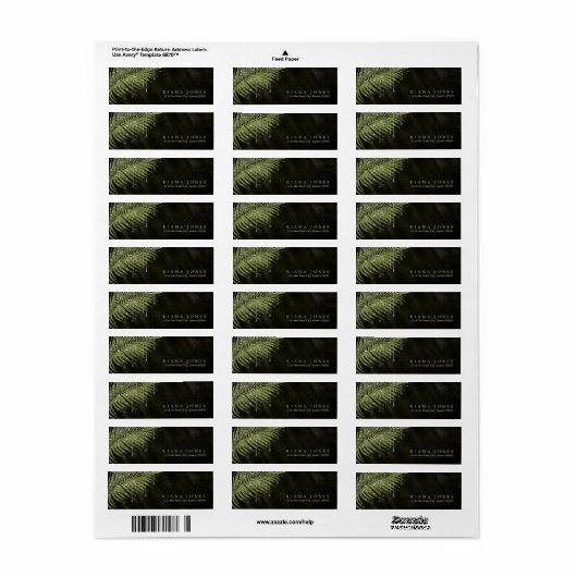 Étiquette Bijoux feuille Mariage vert ID830 (Feuille entière)