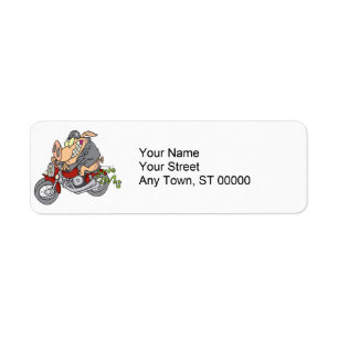 Étiquette biker hog cochon moto dessin animé moto