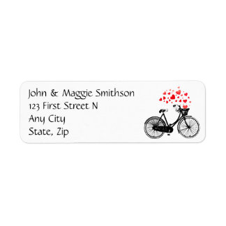 Étiquette Biking Heart Love Art Vintage Adresse personnalisé