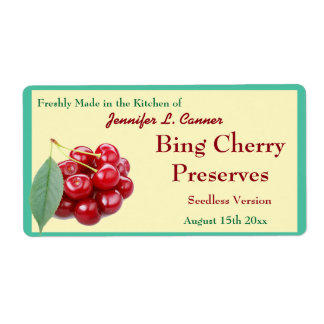 Étiquette Bing Cherry Jam ou Preserve Canning Jar