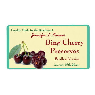 Étiquette Bing Cherry Jam ou Preserve II Canning Jar