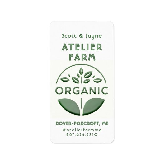 Étiquette biologique à feuilles vertes de style in (Devant)