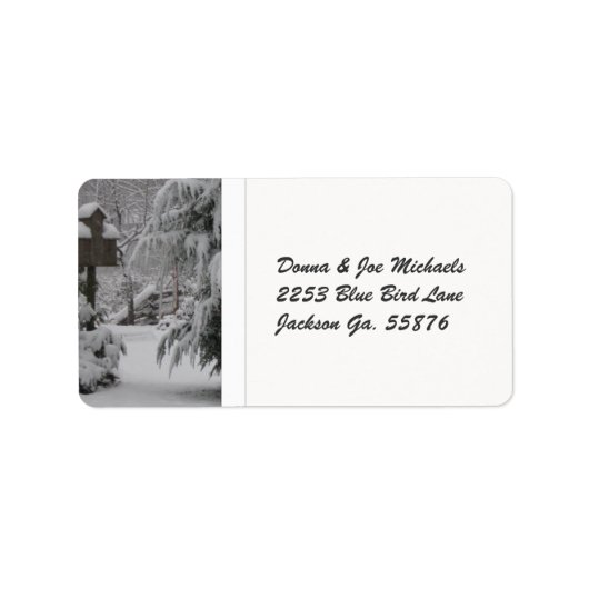 Étiquette Birdhouse couvert de neige (Devant)