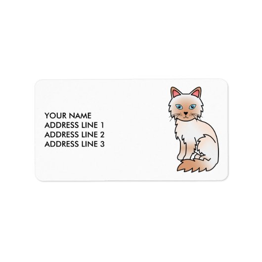 Étiquette Birman / Ragdoll Point Rouge Chat Mignon & Texte P (Devant)