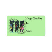 Étiquette Birthday Cat Musicians on Heart of Music Notes (Devant)