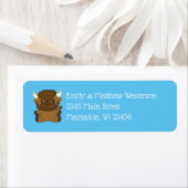 Étiquette Bison Buffalo Baby shower Bleu (En situation)