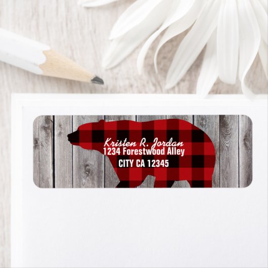 Étiquette bison plaid ours sauvage un 1er anniversaire fête (En situation)