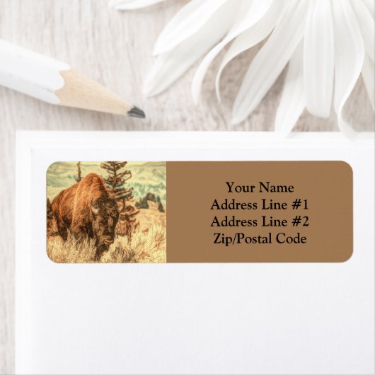 Étiquette Bison sauvage des bois (En situation)