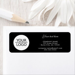 Étiquette Black Add your Logo Custom Text Return Address