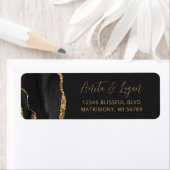 Étiquette Black Agate Gold Script Mariage Adresse de retour (En situation)