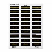 Étiquette Black and Faux Gold Glam Adresse de retour (Feuille entière)