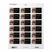 Étiquette Black and Gold Snowflake Adresse de retour (Feuille entière)