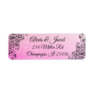 Étiquette Black and  Pink Elegant Script Return Labels
