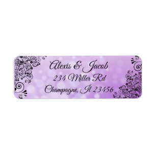 Étiquette Black and Purple Elegant Script Return Labels