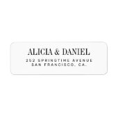Étiquette Black and white elegant wedding return address (Devant)