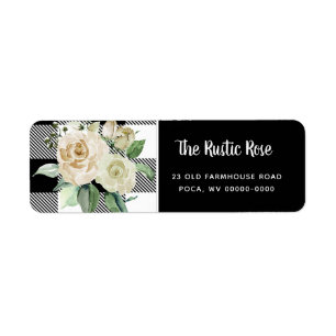 Étiquette Black and White Farmhouse Style Adresse de retour