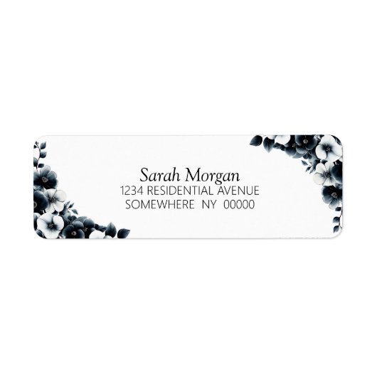 Étiquette Black and White Floral (Devant)