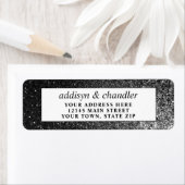 Étiquette Black and White Glam Chic Moderne Parties scintill (En situation)