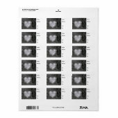 Étiquette Black and White Love Snow Heart Photo Noël (Feuille entière)