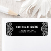Étiquette Black and White Marocain Lace Return Adresse Label (En situation)