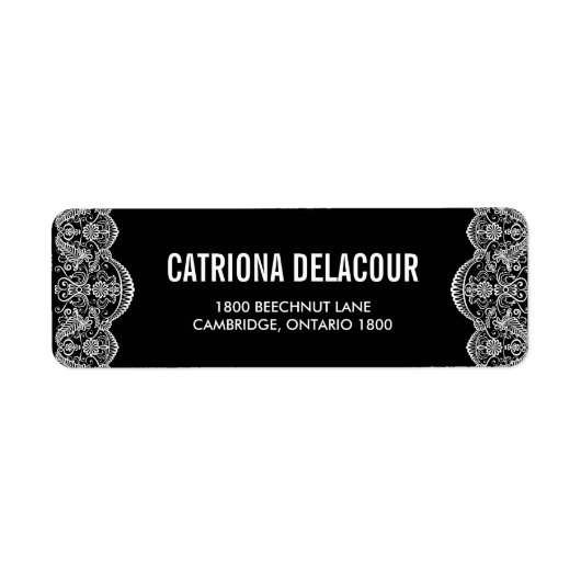 Étiquette Black and White Marocain Lace Return Adresse Label (Devant)