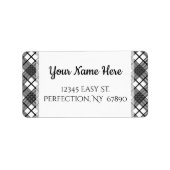 Étiquette Black and White Plaid Pattern Editable Address (Devant)