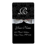 ÉTIQUETTE BLACK AND WHITE RIBBON DAMASK MONOGRAM<br><div class="desc">Elegant, classy and unique design by Bulgan Lumini (c) Design and digital graphic elaboration in vintage style by Bulgan Lumini (c) .Easy to customize with your own text as a wedding favor tag label , rsvp , save-the-date, thank you labels , bridal showers, birthday parties: sweet 16, quinceanera, Bat Mitzvah...</div>