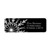 Étiquette Black and White Winter Snowflat Adresse de retour (Devant)