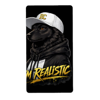 Étiquette Black Anime Dog Streetwear Art | I'm Realistic