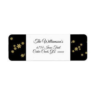 Étiquette Black avec Gold Snowflakes Adresse de retour Étiqu