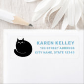 Étiquette Black cat blue white return address (En situation)