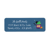 Étiquette Black Cat Halloween Blue Return Address Labels (Devant)