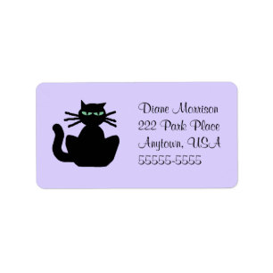 Étiquette Black Cat Lavender Large Enveloppe Adresse de reto