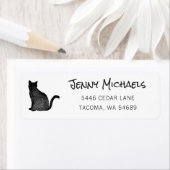 Étiquette Black Cat Silhouette Amoureux des chats Adresse de (En situation)