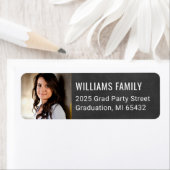 Étiquette Black Chalkboard Graduate Photo Return Adresse (En situation)