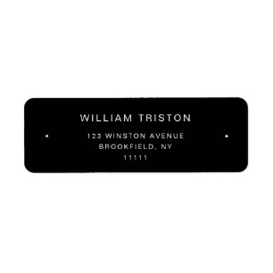 Étiquette Black Chic Modern Plaque Adresse de retour Label