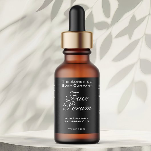 Étiquette Black Classic Face Serum Dropper Bottle Label