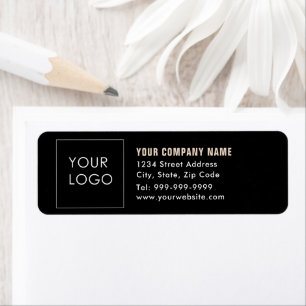 Étiquette Black Company Business Modern Logo Adresse de reto
