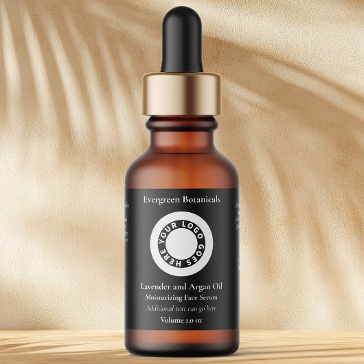 Étiquette Black cosmetics dropper bottle label with logo