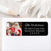 Étiquette Black Custom Photo Holiday Adresse de retour (En situation)