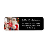 Étiquette Black Custom Photo Holiday Adresse de retour (Devant)