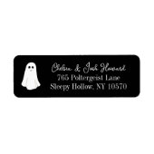 Étiquette Black Cute Friendly Ghost Halloween Adresse de ret (Devant)