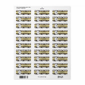 Étiquette Black Damas Gold Monogramme Adresse de retour (Feuille entière)