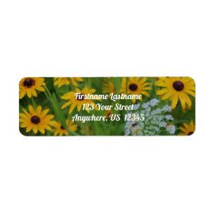 Étiquette Black Eyed Susan Daisy Flower Painting Adresse