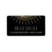 Étiquette Black & Faux Gold Art déco Adresse de retour (Devant)