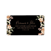 Étiquette Black Formal Royal Floral Wedding Adresse RSVP (Devant)