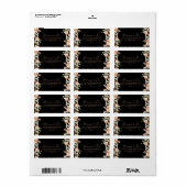 Étiquette Black Formal Royal Floral Wedding Adresse RSVP (Feuille entière)