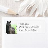 Étiquette Black Friesian Horse Adresse de retour Label (En situation)